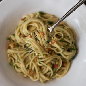 Pasta in Garlic, Oil, & Anchovies
